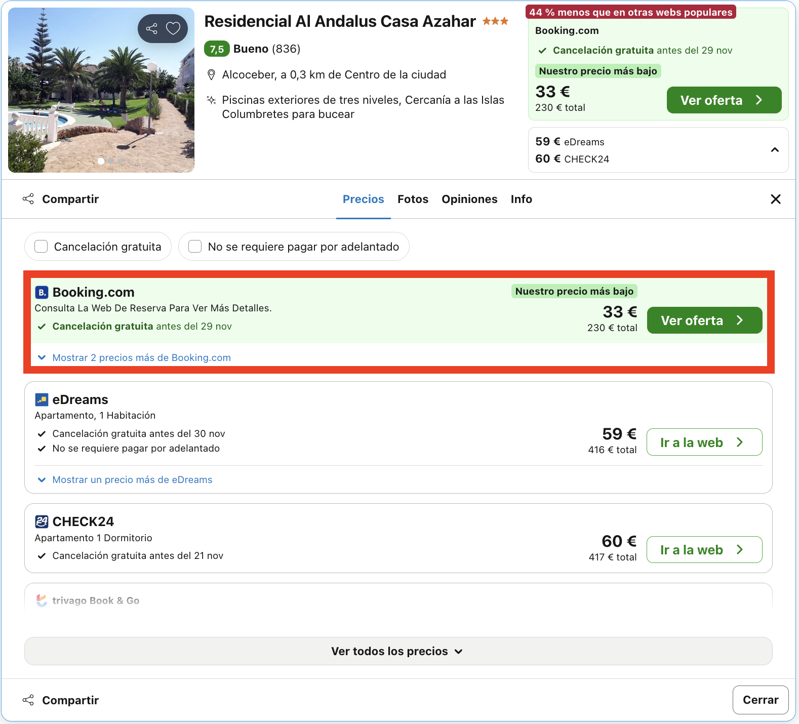 Vacaciones en Peñíscola: 7 noches en un aparthotel para 4 personas desde 57€ p.p.