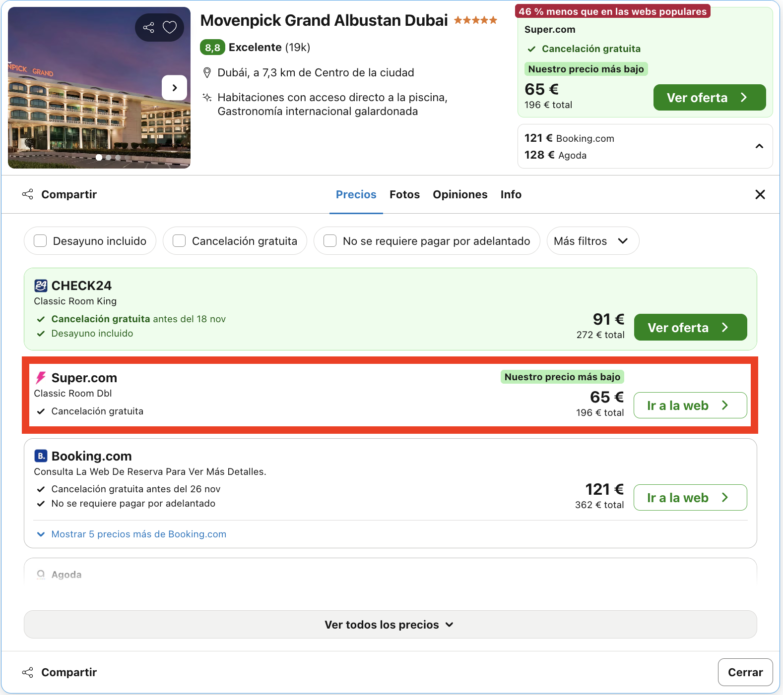 Escapada de lujo a Dubái: hotel 5* desde 32€ p.p./noche