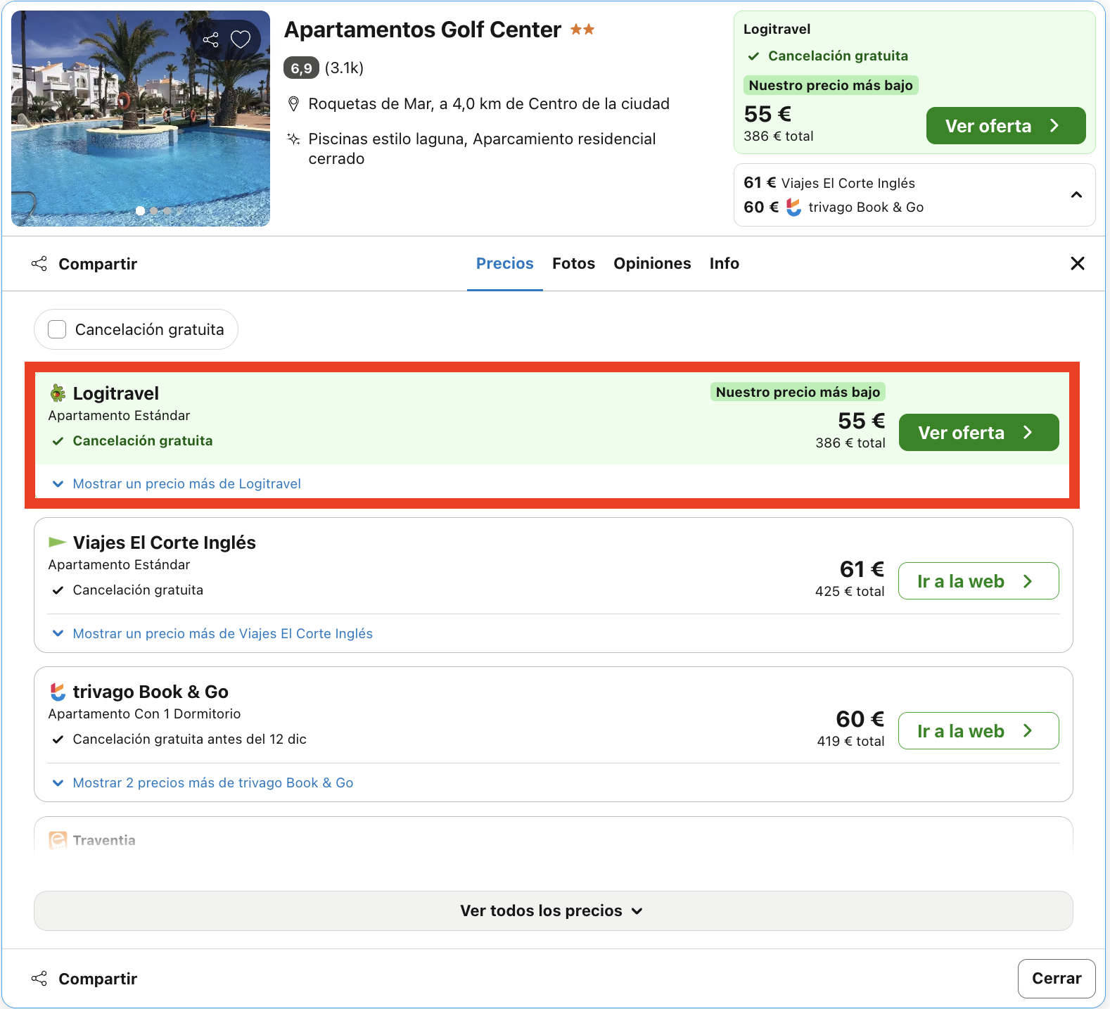 Vacaciones en Roquetas de Mar: 7 noches en un hotel para 4 personas desde 96€ p.p.
